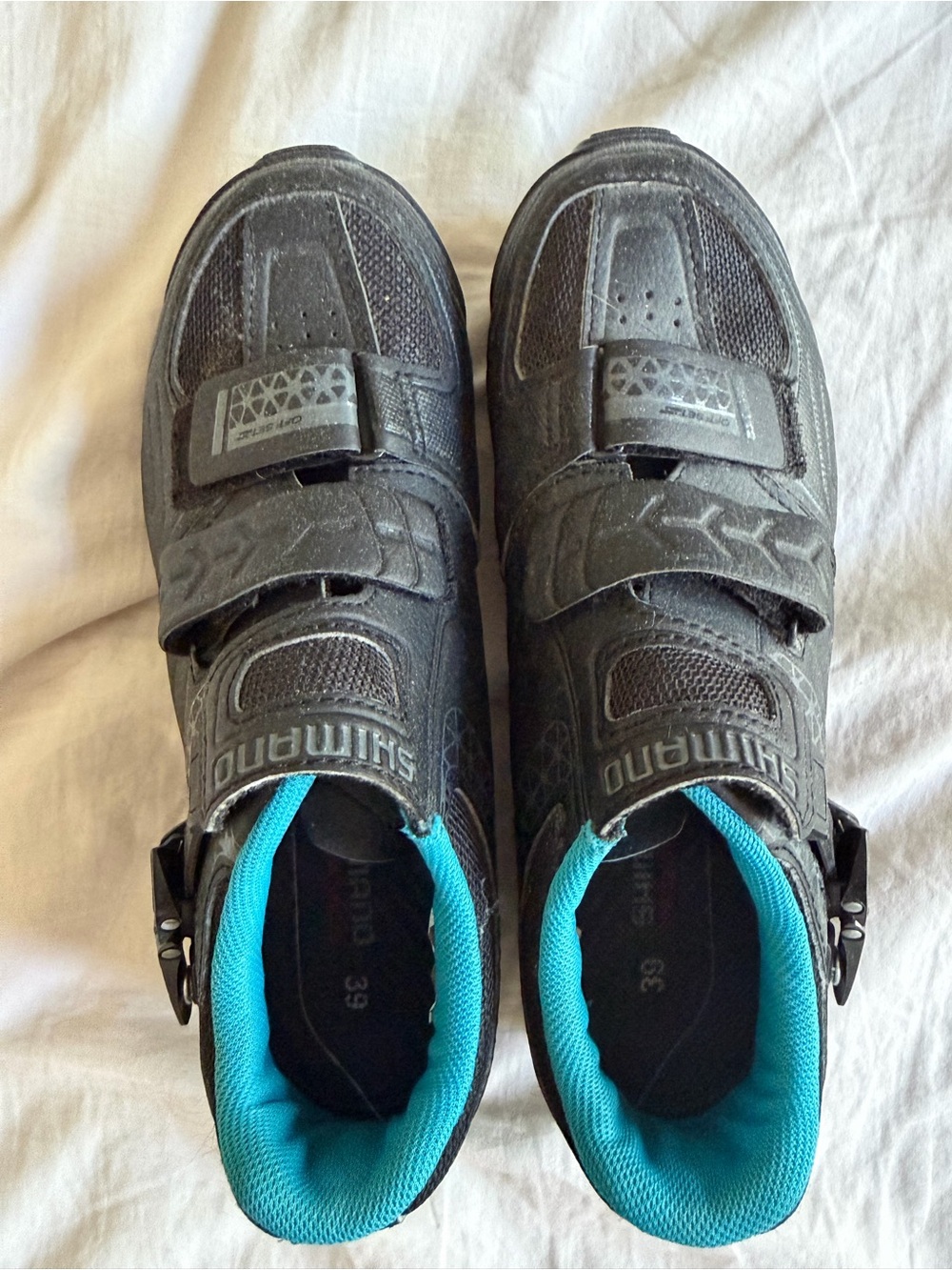 Shimano Black Cycling Shoes with Teal Lining